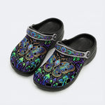 Psychedelic Mushroom Forest Moth Retro Print Clogs