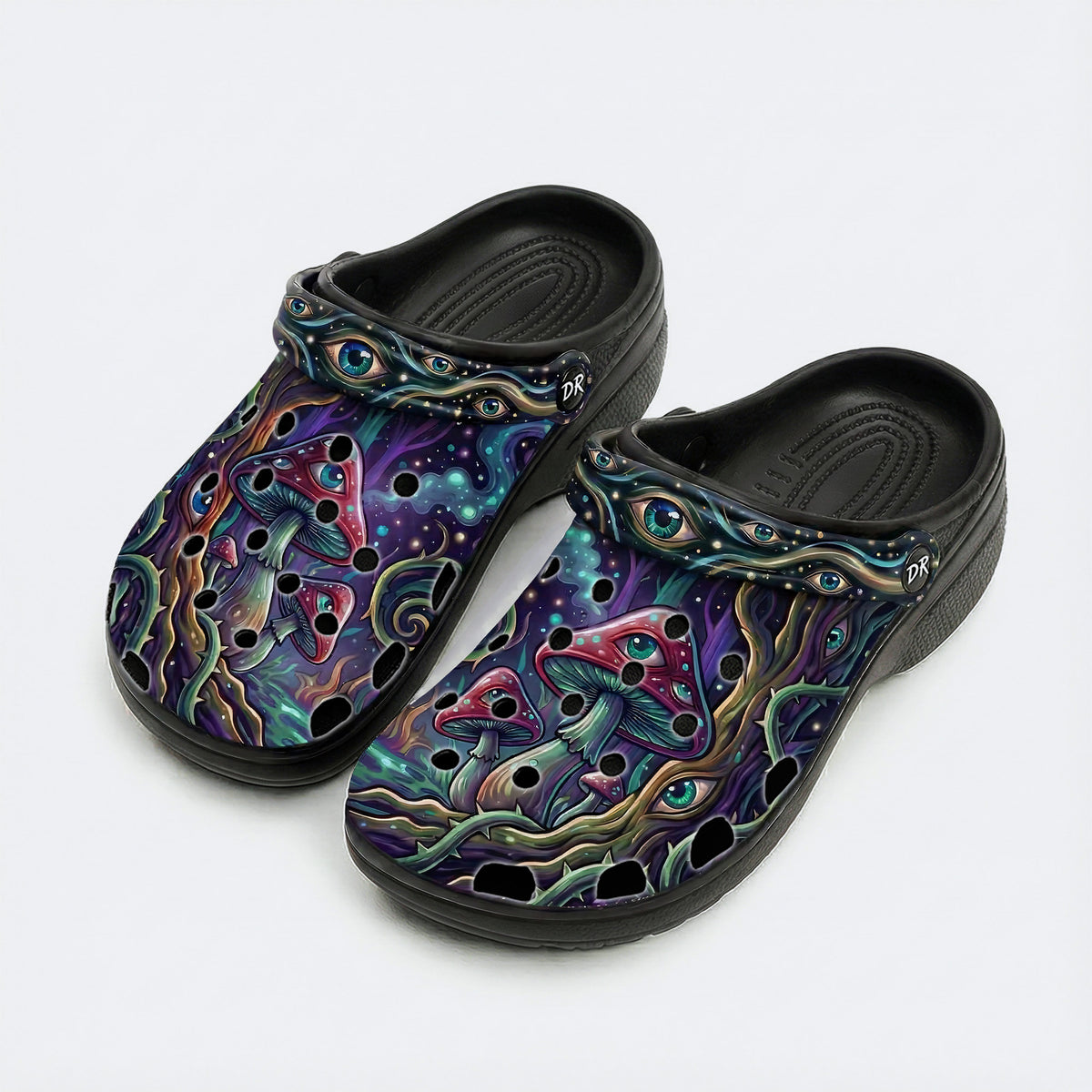 Psychedelic Mushroom Forest Print Clogs
