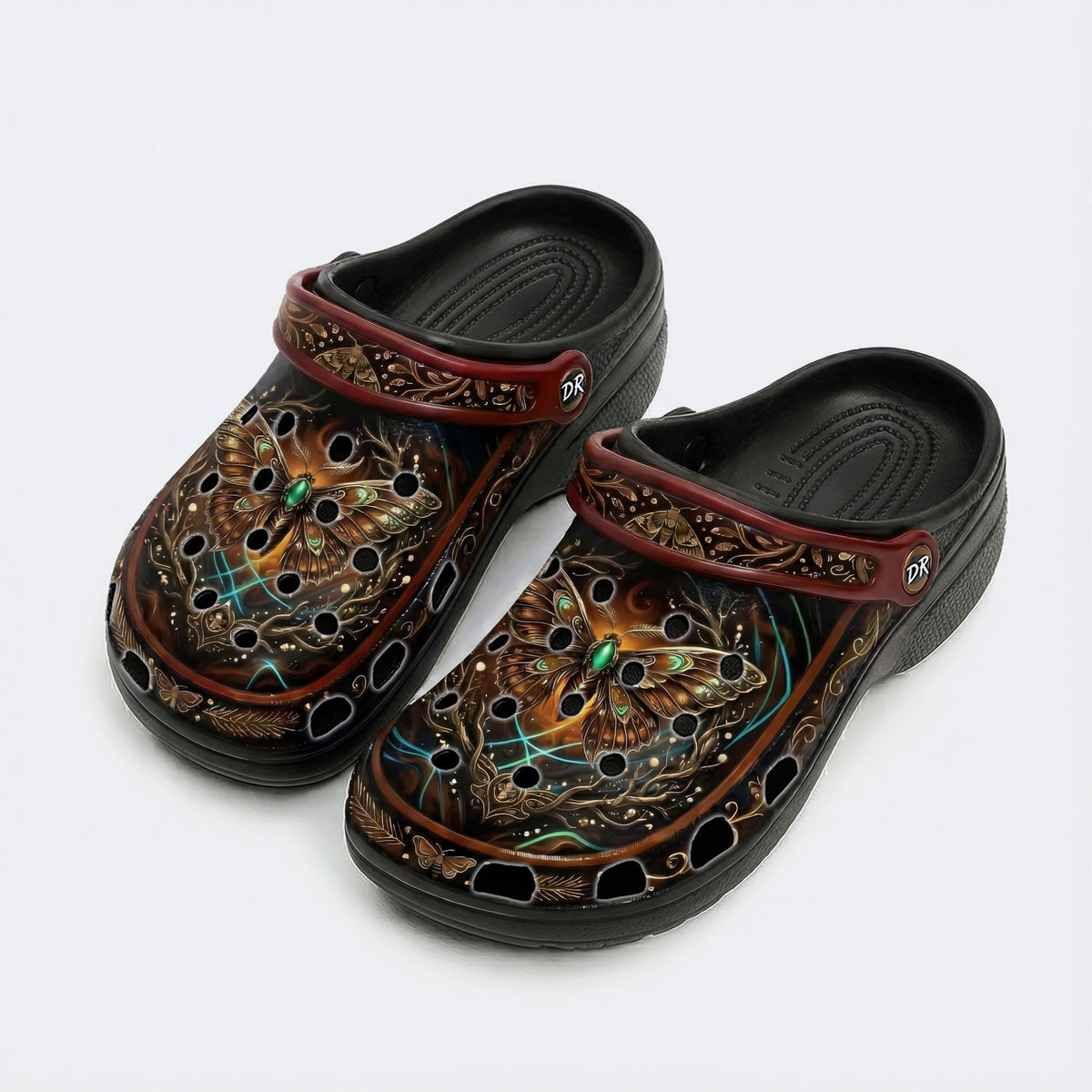 Abyssal Forest Moth Print Clogs