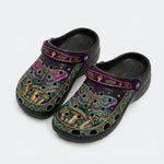 Vintage Mushroom Forest Moth Print Clogs
