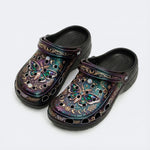 Jewel Moth Vintage Wreath Print Clogs
