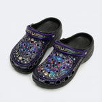 Jewel Moth Vintage Wreath Print Clogs