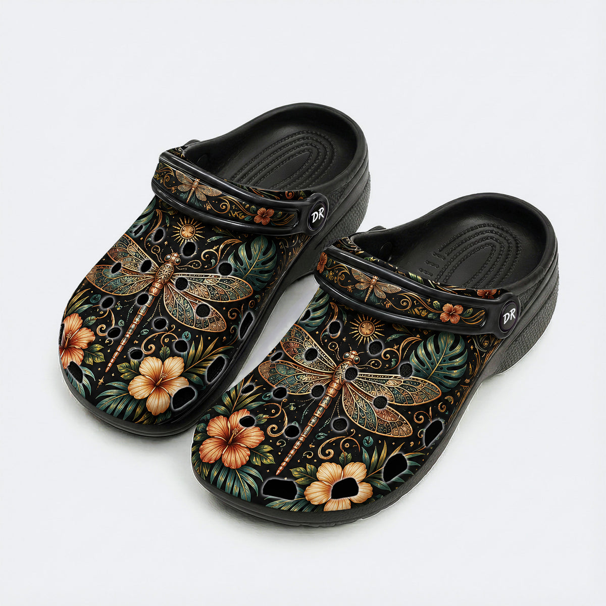Tropical Dragonfly Flora Print Clogs