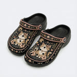 Sunny Cat Coastal Floral Print Fleece-Lined Clogs
