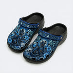 Mystical Blue Cat Print Clogs