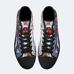 Irezumi Wave & Koi & Demon Face Print High-Top Sneakers