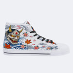 Irezumi Wave & Koi & Demon Face Print High-Top Sneakers
