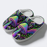 Psychedelic Mushroom Forest Print Fleece-Lined Slippers