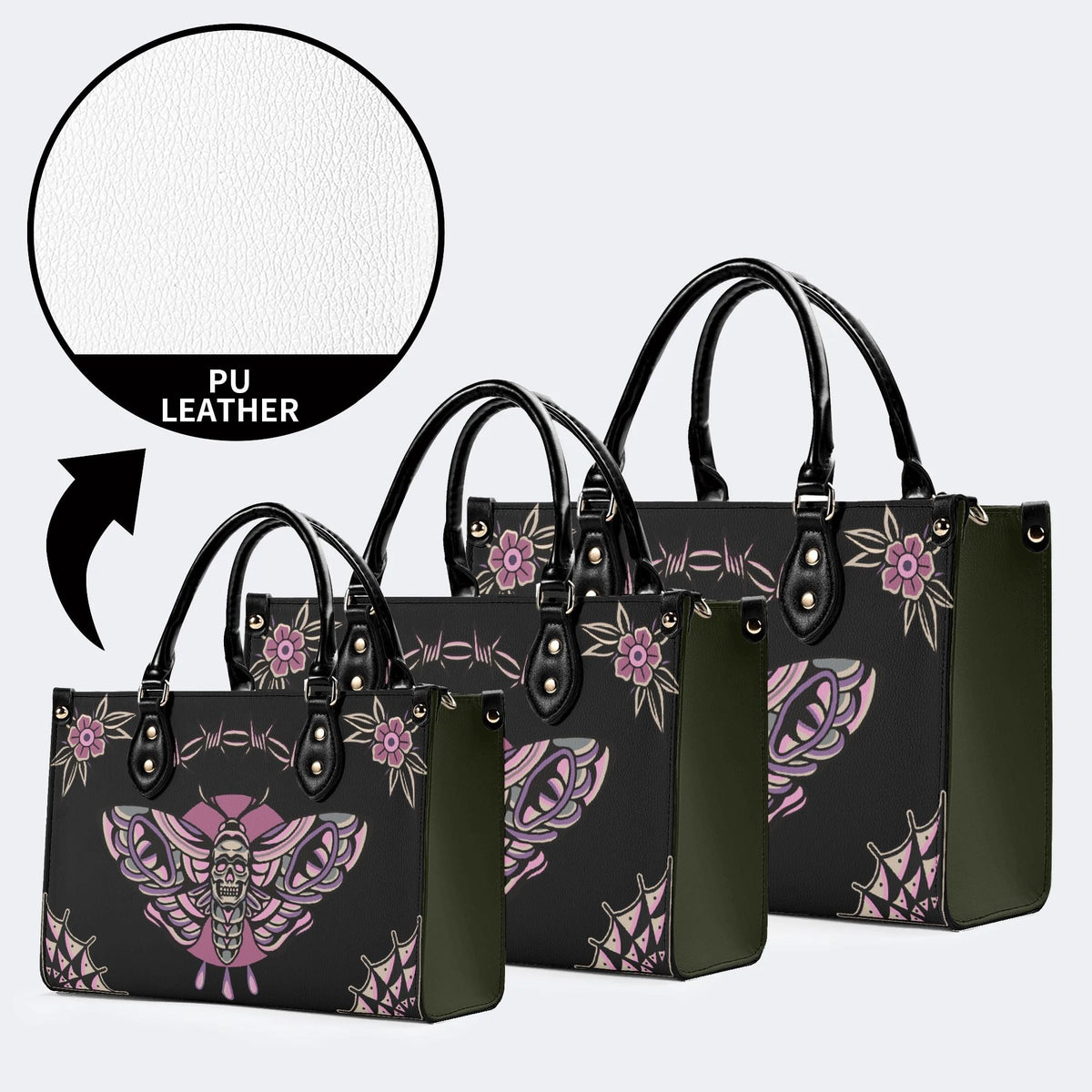 Classic Venom Moth Print - Leather Handbag