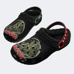 Horror Movie Vintage Print - Fur Lined Slippers/Sandals