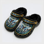 Ice Crystal Light Moth Print Fleece-Lined Clogs