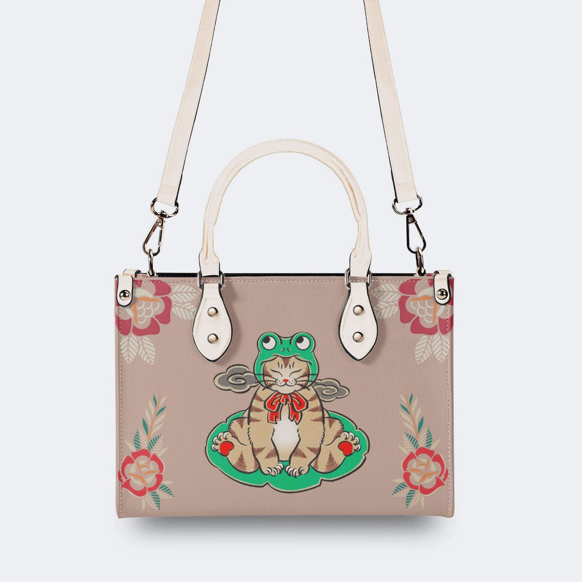 Lucky Cat Print - Leather Handbag