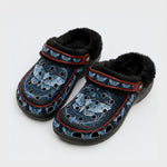 Frosty Ice Crystal Forest Moth Print Fleece-Lined Clogs