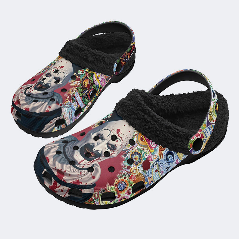 Unisex Horror Terrifier Print - Fur Lined Slippers/Sandals