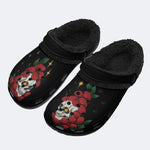 Unisex Death Skull Print - Fur Lined Slippers/Sandals