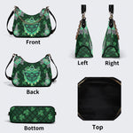 Green Plaid Death Moth - Leather Crossbody Bag