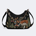 Starry Night Floral Moth Print - Leather Crossbody Bag