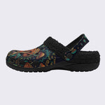 Psychedelic Mushroom Forest Eyes Retro Print Fleece-Lined Clogs