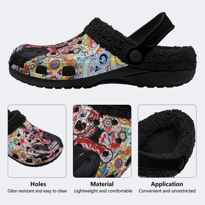 Unisex Horror Terrifier Print - Fur Lined Slippers/Sandals