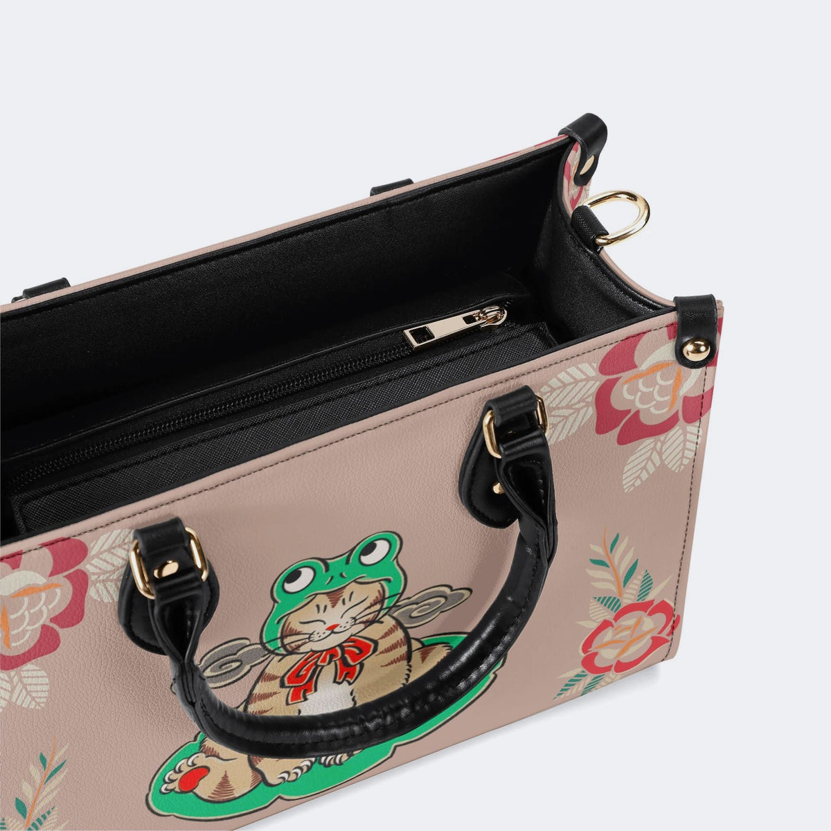 Lucky Cat Print - Leather Handbag