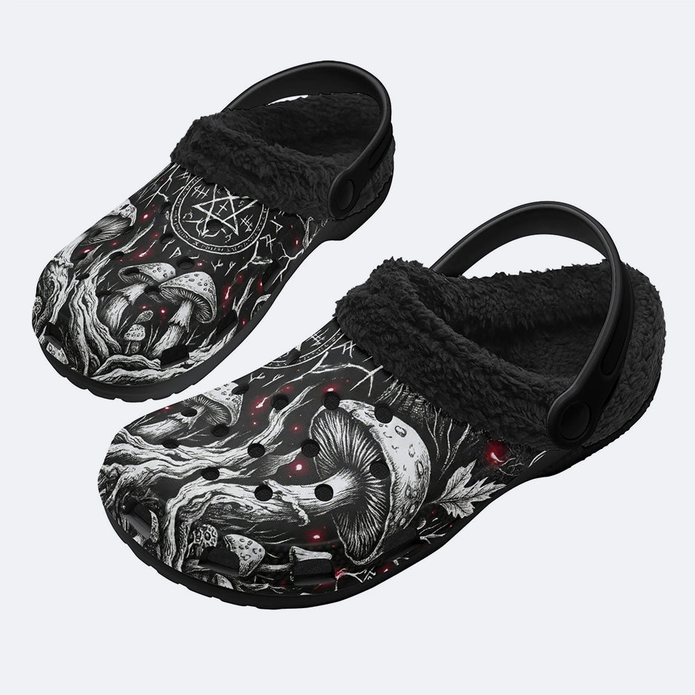 Deadwood Mushroom Forest Print Fleece-Lined Clogs