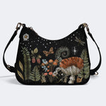 Starry Night Floral Moth Print - Leather Crossbody Bag