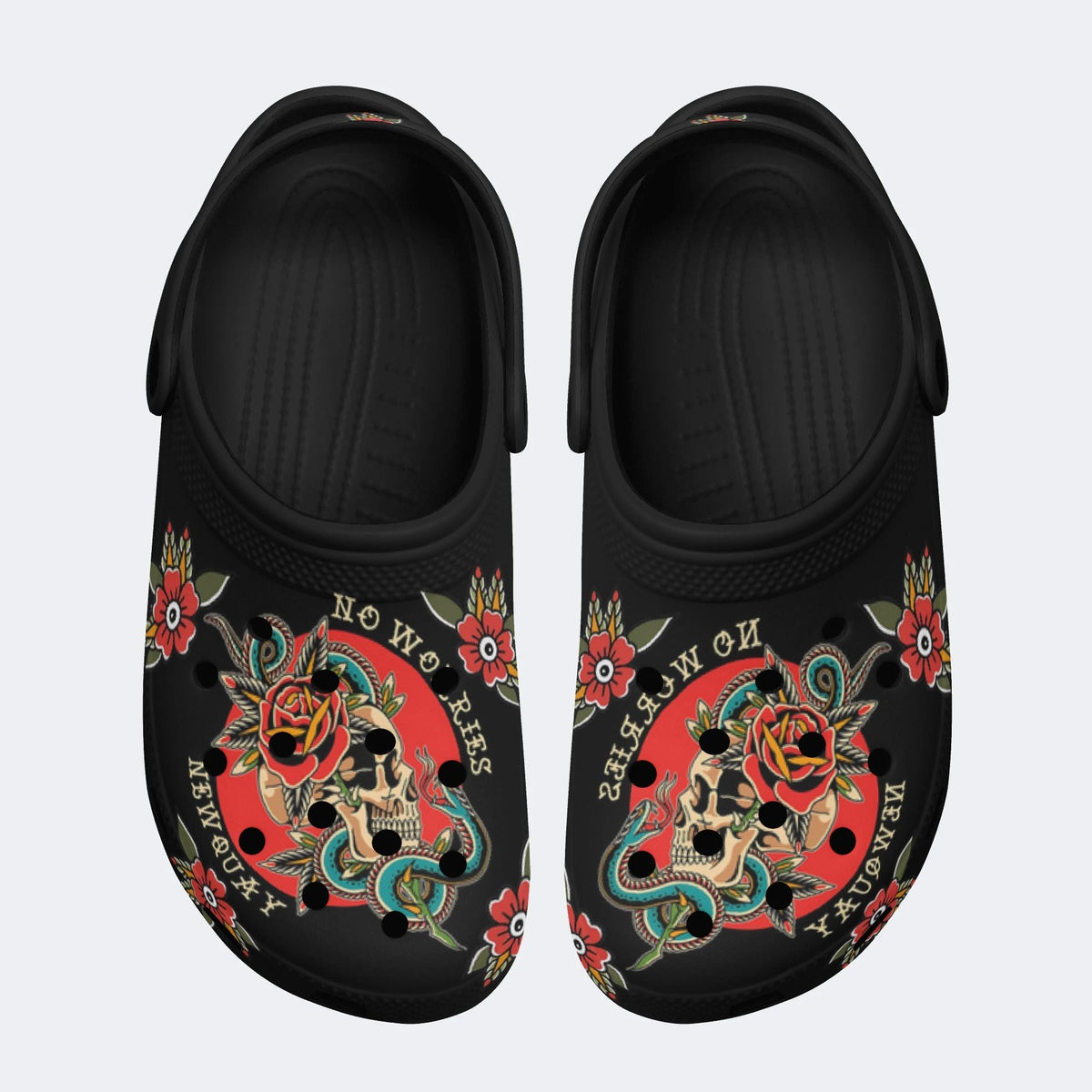 Skull And Snake Print - Slippers/Sandals