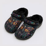 Mushroom Forest Death Moth Print Fleece-Lined Clogs