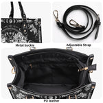 Tarot Skull Butterfly Print - Leather Handbag
