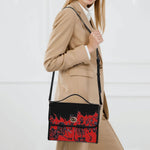 Horror Skull Print - Leather Satchel Bag