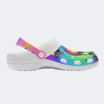 Colorful Skull Print - Fur Lined Slippers/Sandals