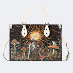 Sun Over The Mushroom Bush - Leather Handbag