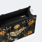 Sun And Moth Print - Leather Handbag