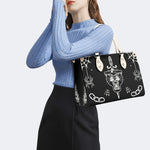 Unisex Tiger Print - Leather Handbag