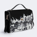 Horror Skull Print - Leather Satchel Bag
