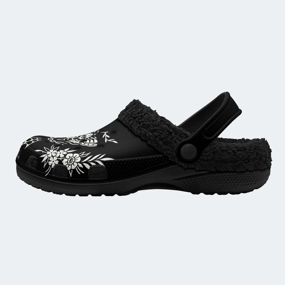 Death Moth Retro Print - Fur Lined Slippers/Sandals