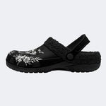 Death Moth Retro Print - Fur Lined Slippers/Sandals