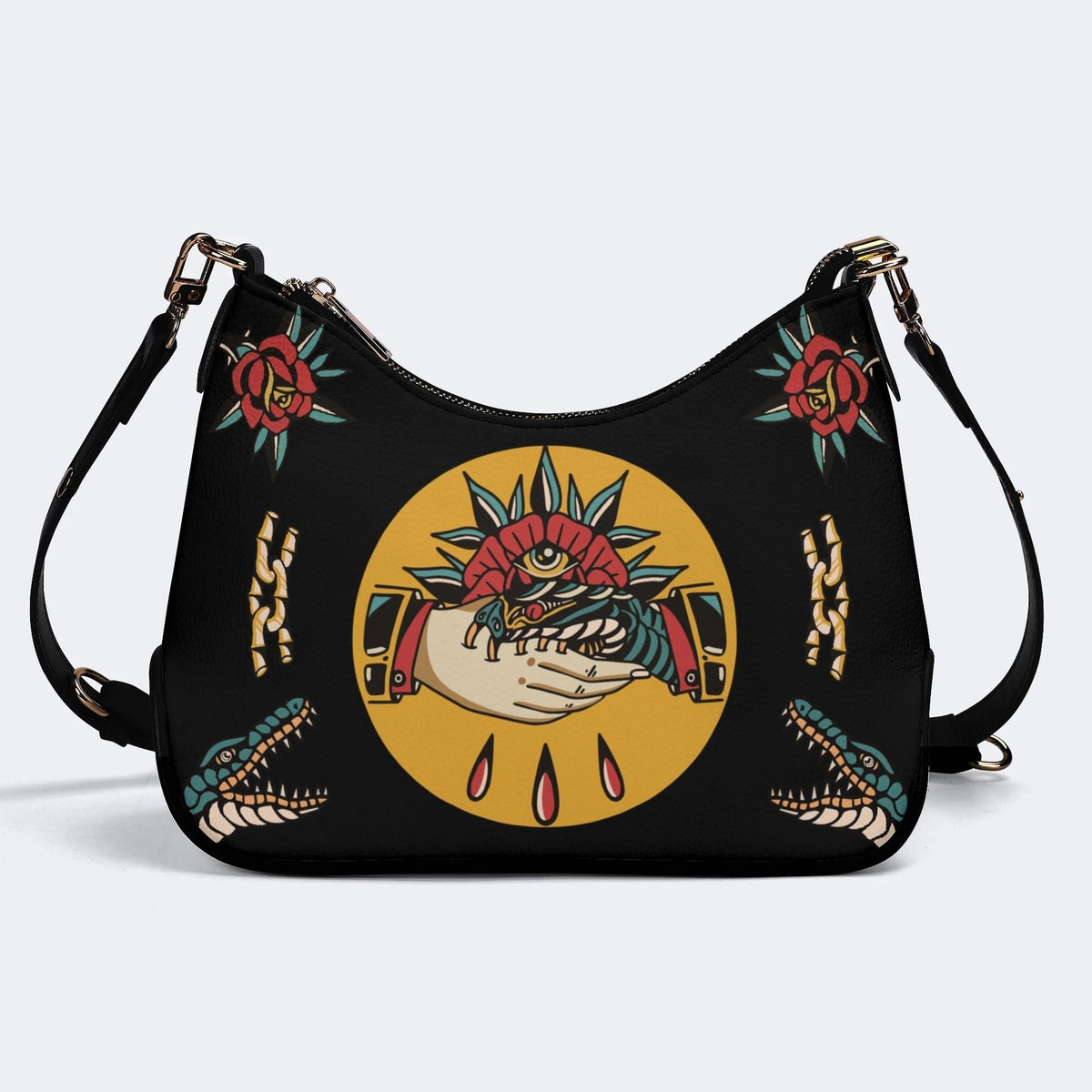 Trust No One Snake Print - Leather Crossbody Bag