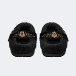 Vintage Moth Floral Print - Fur Lined Slippers/Sandals