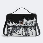 Horror Skull Print - Leather Satchel Bag