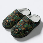 Forest Mystery Moth Print Fleece-Lined Slippers