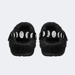 Vintage Floral Moth Print - Fur Lined Slippers/Sandals