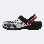 Death Moth Retro Print - Fur Lined Slippers/Sandals