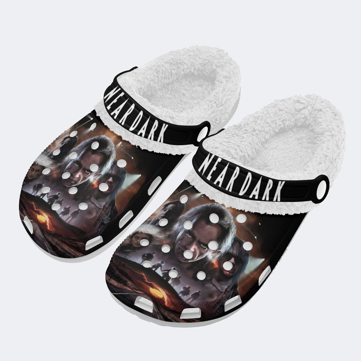 Horror Movie Vintage Print - Fur Lined Slippers